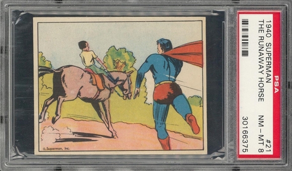 1940 R145 Gum, Inc. "Superman" #21 "The Runaway Horse" – PSA NM-MT 8